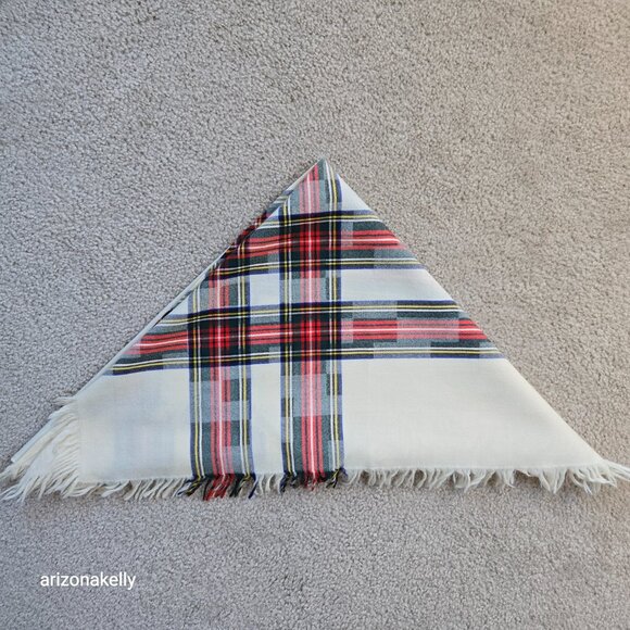 Large Woven Wool Triangle Scarf Shawl Plaid Rondina - Picture 16 of 16